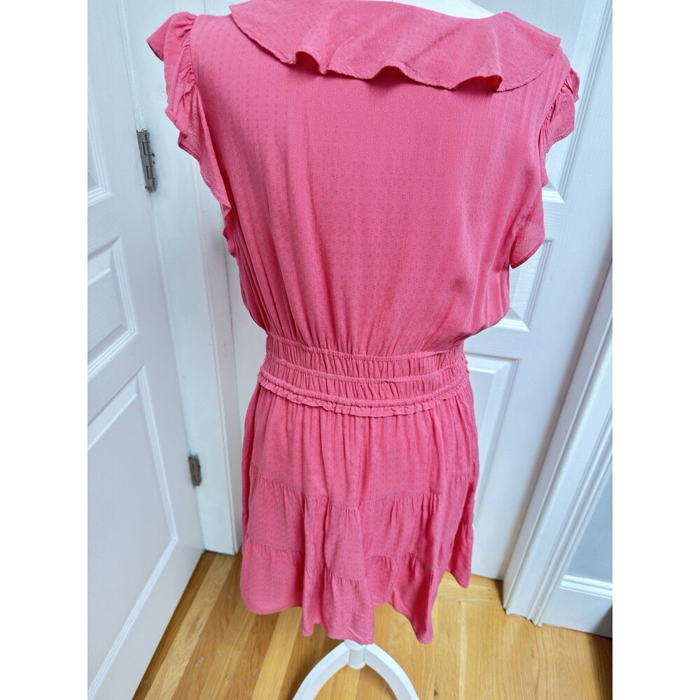 PAIGE Womens Dress Large Paradis Tiered Ruffle Mini- Raspberry - Picture 3 of 7